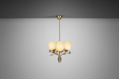  Itsu Model ER 77 3 Chandelier with Floral Details for Itsu Finland 1950s