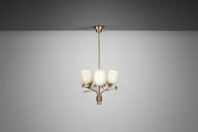  Itsu Model ER 77 3 Chandelier with Floral Details for Itsu Finland 1950s