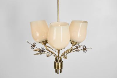  Itsu Model ER 77 3 Chandelier with Floral Details for Itsu Finland 1950s
