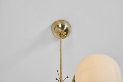  Itsu Opal Glass and Brass Chandelier by Itsu Finland Mid 20th Century