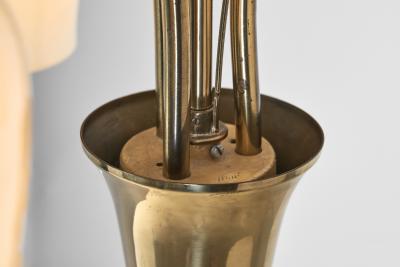  Itsu Opal Glass and Brass Chandelier by Itsu Finland Mid 20th Century
