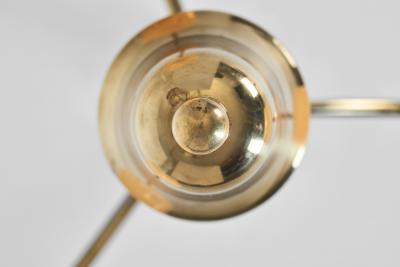  Itsu Opal Glass and Brass Chandelier by Itsu Finland Mid 20th Century