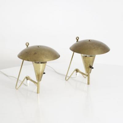  Itsu Pair of Mid Century Brass Wall Table Lamps Model EV 57 Itsu 1950s