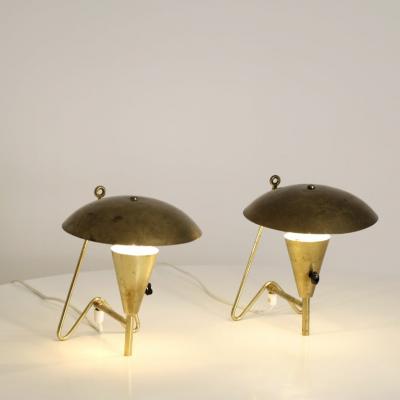  Itsu Pair of Mid Century Brass Wall Table Lamps Model EV 57 Itsu 1950s