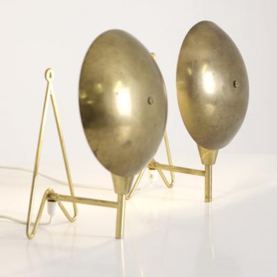  Itsu Pair of Mid Century Brass Wall Table Lamps Model EV 57 Itsu 1950s
