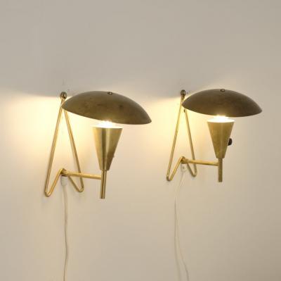  Itsu Pair of Mid Century Brass Wall Table Lamps Model EV 57 Itsu 1950s
