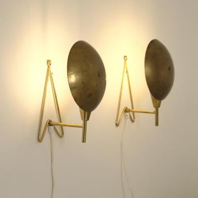  Itsu Pair of Mid Century Brass Wall Table Lamps Model EV 57 Itsu 1950s