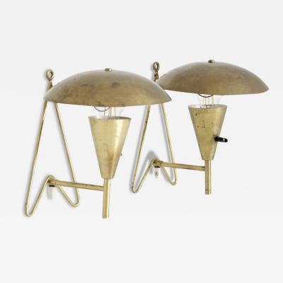  Itsu Pair of Mid Century Brass Wall Table Lamps Model EV 57 Itsu 1950s