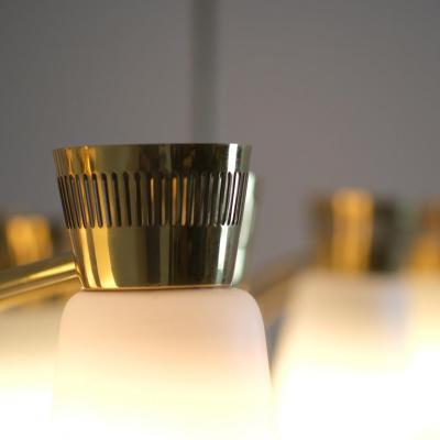  Itsu Pair of Mid Century Itsu Ceiling Lamps ER 103 5 Brass Opaline Finland 1950s