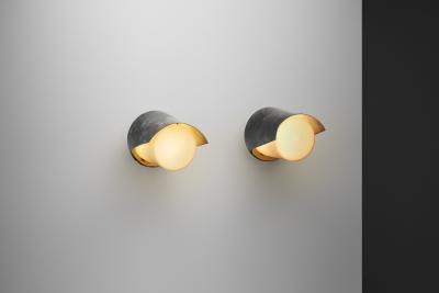  Itsu Pair of Model AT 32 Wall Lamps with Copper Shade for Itsu Finland ca 1950s