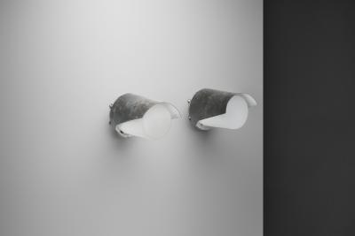  Itsu Pair of Model AT 32 Wall Lamps with Copper Shade for Itsu Finland ca 1950s