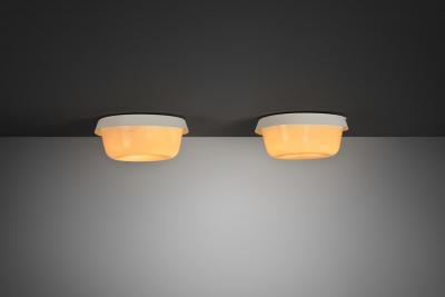  Itsu Pair of Opal Glass Ceiling Lamps by Itsu Finland ca 1960s