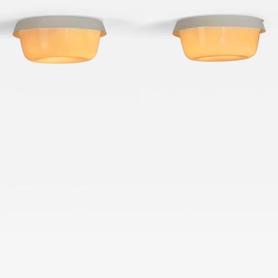  Itsu Pair of Opal Glass Ceiling Lamps by Itsu Finland ca 1960s