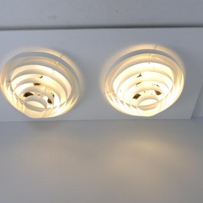 Itsu Pair of White Slated Alvar Aalto Style Flush Mounts Model AE74 45 Itsu 1950s