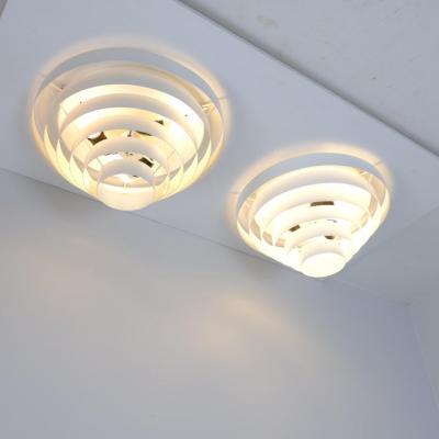 Itsu Pair of White Slated Alvar Aalto Style Flush Mounts Model AE74 45 Itsu 1950s