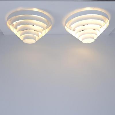 Itsu Pair of White Slated Flush Mounts Model AE74 45 Alvar Aalto Style Itsu 1950s