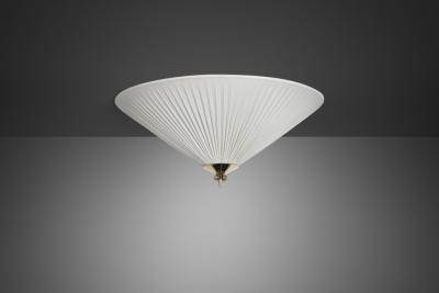  Itsu Pleated Ceiling Light with Brass Finial for Itsu Finland Mid 20th Century