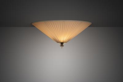  Itsu Pleated Ceiling Light with Brass Finial for Itsu Finland Mid 20th Century