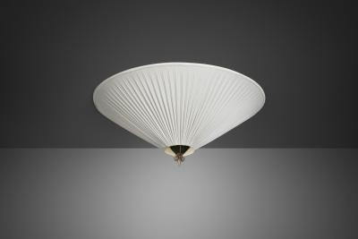 Itsu Pleated Ceiling Light with Brass Finial for Itsu Finland Mid 20th Century