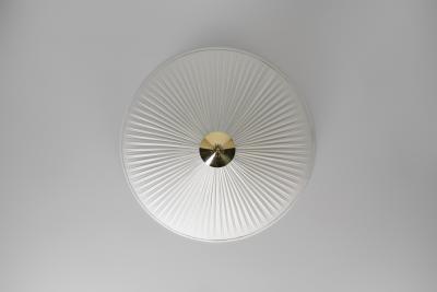 Itsu Pleated Ceiling Light with Brass Finial for Itsu Finland Mid 20th Century