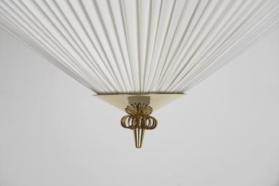  Itsu Pleated Ceiling Light with Brass Finial for Itsu Finland Mid 20th Century