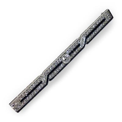  J E Caldwell Co J E Caldwell Diamond Onyx Platinum Bar Brooch American C 1930