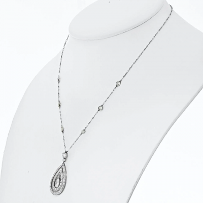  J E Caldwell Co Jewelry Caldwell Silver J E CALDWELL PLATINUM 3 85CTTW DIAMOND PENDANT ON A DIAMOND BY THE YARD CHAIN