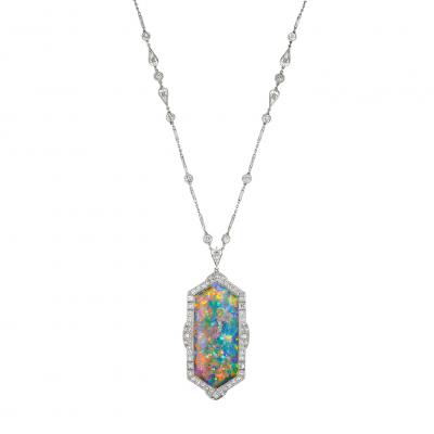  J E Caldwell Co Jewelry Caldwell Silver J E Caldwell Co Art Deco Black Opal Necklace