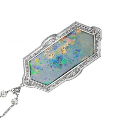  J E Caldwell Co Jewelry Caldwell Silver J E Caldwell Co Art Deco Black Opal Necklace