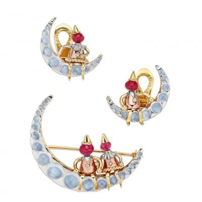  J E Caldwell Co Jewelry Caldwell Silver J E Caldwell Moonstone and Ruby Suite
