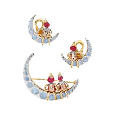  J E Caldwell Co Jewelry Caldwell Silver J E Caldwell Moonstone and Ruby Suite