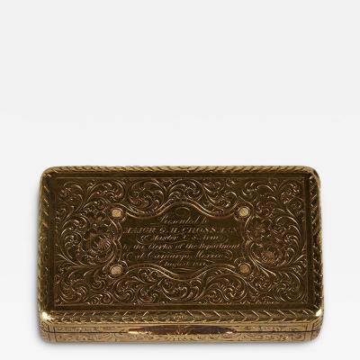  J E Caldwell Co Jewelry Caldwell Silver MEXICAN WAR ERA SOLID GOLD SNUFF BOX SIGNED BY BENNETT CALDWELL PHILADELPHIA