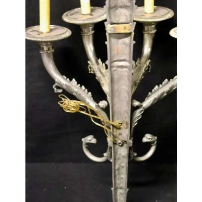  J E Caldwell Co Jewelry Caldwell Silver Pair of Huge Louis XVI Silver on Bronze Caldwell Sconces
