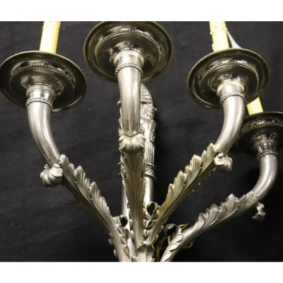 J E Caldwell Co Jewelry Caldwell Silver Pair of Huge Louis XVI Silver on Bronze Caldwell Sconces