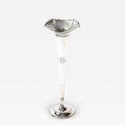  J H Betteridge Art Deco Sterling Trumpet Vase w Geometric Detailing by J H Betteridge