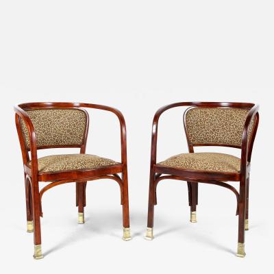  J J Kohn Pair Of Art Nouveau Armchairs by Gustav Siegel For J J Kohn Austria ca 1905