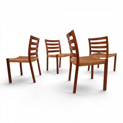  J L Mollers Mobelfabrik Niels O M ller 408 Set Teak Papercord Dining Chairs for J L M llers 1975