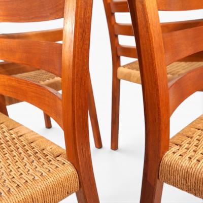  J L Mollers Mobelfabrik Niels O M ller 408 Set Teak Papercord Dining Chairs for J L M llers 1975