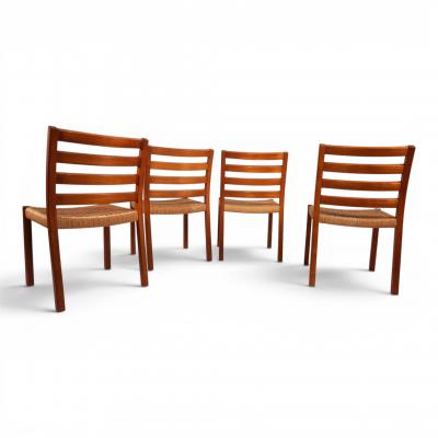  J L Mollers Mobelfabrik Niels O M ller 408 Set Teak Papercord Dining Chairs for J L M llers 1975