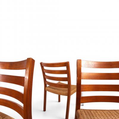  J L Mollers Mobelfabrik Niels O M ller 408 Set Teak Papercord Dining Chairs for J L M llers 1975
