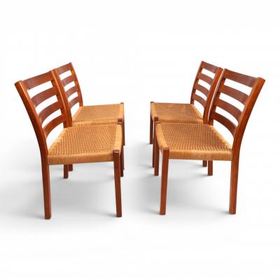  J L Mollers Mobelfabrik Niels O M ller 408 Set Teak Papercord Dining Chairs for J L M llers 1975