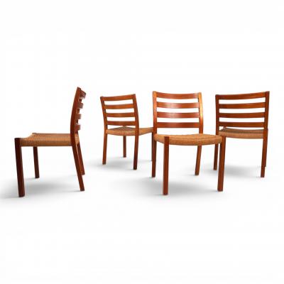  J L Mollers Mobelfabrik Niels O M ller 408 Set Teak Papercord Dining Chairs for J L M llers 1975