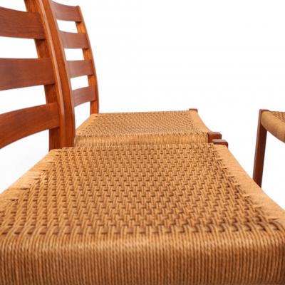  J L Mollers Mobelfabrik Niels O M ller 408 Set Teak Papercord Dining Chairs for J L M llers 1975