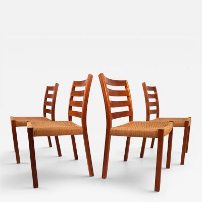  J L Mollers Mobelfabrik Niels O M ller 408 Set Teak Papercord Dining Chairs for J L M llers 1975