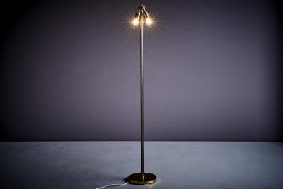  J T Kalmar Kalmar Lighting 1 of 2 Kalmar Leuchten Leather Wrapped solid Brass floor lamp Austria 1960s
