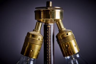  J T Kalmar Kalmar Lighting 1 of 2 Kalmar Leuchten Leather Wrapped solid Brass floor lamp Austria 1960s