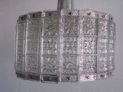  J T Kalmar Kalmar Lighting Austrian Mid Century Modern Glass Pendant Flush Mount Attributed to J T Kalmar