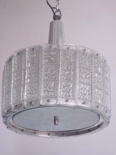  J T Kalmar Kalmar Lighting Austrian Mid Century Modern Glass Pendant Flush Mount Attributed to J T Kalmar