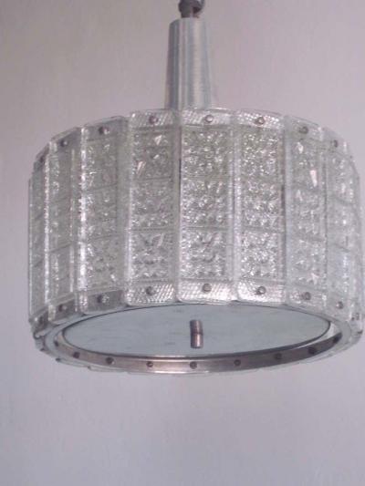  J T Kalmar Kalmar Lighting Austrian Mid Century Modern Glass Pendant Flush Mount Attributed to J T Kalmar