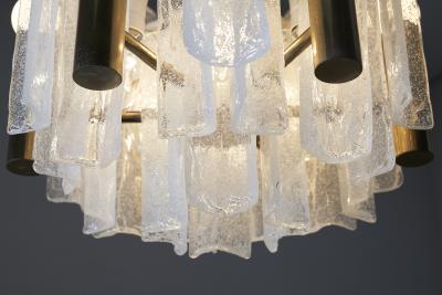  J T Kalmar Kalmar Lighting Brass and Glass Lipizza Chandelier 1960s
